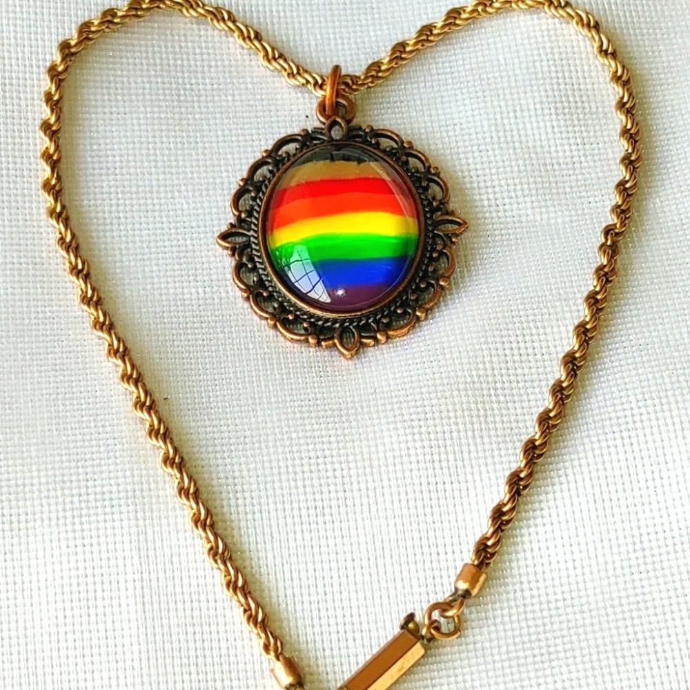 50 annv Pride, blk brn copper choker pendant small